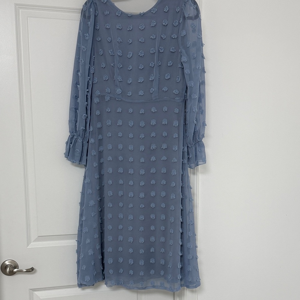 SHEIN Blue Long Sleeve Textured Dress